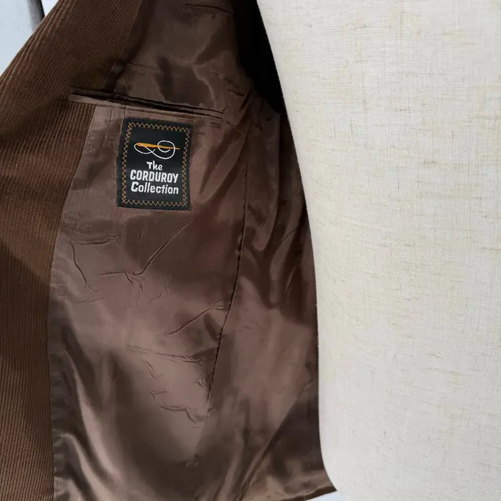 Vintage 1970s Sears Brown Corduroy Blazer Jacket Men's 44R Normcore Retro
